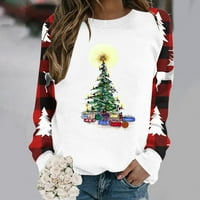 Sretan božićni majice ženske božićne majice na vrhu pisma tiskane majice dugih rukava