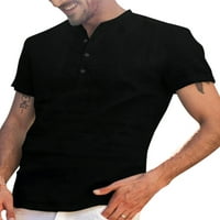 Avamo muns vlagu Wicking Trken majica s kratkim rukavima Slim Fit Solid Lan Henleyji majica za odmor