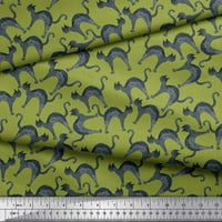 Soimoi zelena pamučna kambrska tkanina mačka životinja otisnuta tkaninu širine