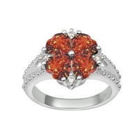 Oblik srca narančasto CZ Sterling srebrni ženski prsten