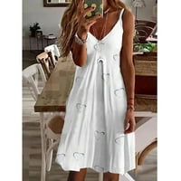 Plus veličina haljina za čišćenje trendi Žene Ljeto Casaul Print Camis bez rukava V-izrez V-izrez mini