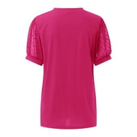 Fnochy ljetni ženski vrhovi čvrsti boja poliester kauzal V-izrez Vintage bluza kratka rukava majica