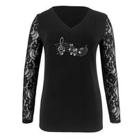 FVWitlyh T majice za žene duge majice Žene Lagani tiskani s dugim rukavima V izrez Top Jesen Zimske