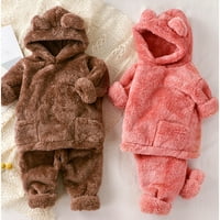 Dječji dječaci Dječje djece Dječja odjeća Zima topla s kapuljačom medvjeda dukserice i hlače Jeseni