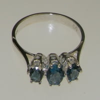 Classic Sterling Silver Prirodni London Blue Topaz Ženski godišnjički prsten - Veličina 5,25