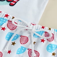 WYBZD Dan nezavisnosti TODDLER Baby Boys Odeća kratkih rukava Američki dečko majica Tors Hotsas Outfits White 4- godine