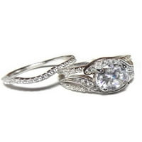 Vjenčani prsten i njezin je postavio halo sterling srebrni vjenčani prsten za svoj titanijum svoj prsten