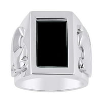 Dizajnerski prsten sa dijamantima i originalnim crnim ony set u 14k bijelo zlato