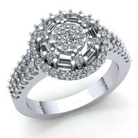 Originalni 1CT okrugli rez Diamond Dame Bridal Halo godišnjica Angažovanog prstena Čvrsta 18k ruža,