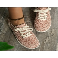 Gomelly Womens Flats čipke up ležerne cipele Leopard Print tenisice otporne na klizanje Ženske cipele za hodanje Light Pink 4,5