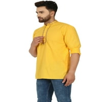 Muška pamučna kratka kurta majica okruglog vrata Tunika Redovna fit
