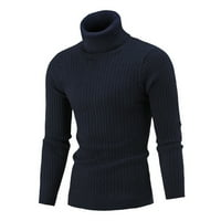 Muški ležerni pulover pletene džempere Jumper vrhovi dugih rukava s visokim vratom Čvrsta boja Duks