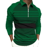 Muške polovine Print Dugi rukav Stretch Slim Fit Vanjski golf majica Casual patentni patentni patentni