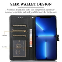 Decaze iPhone Pro Ma Wallet PU kožna magnetska flip stickstad Shopootf Case, Crna