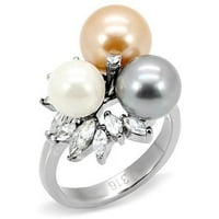 Ženski prstenovi visoko polirani prsten od nehrđajućeg čelika od 316 l sa sintetičkim biserom u više