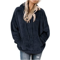 Turilly Hoodies za žene Nova jakna s kapuljačom s dugim rukavima Solid Boja ženski džep casual labavi plišani džemperi Hoodie