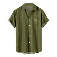 Muška majica Lapel majica Štampani uzorak Ležerna modna majica kratkih rukava Armijska zelena, m