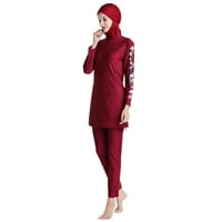 Dvorac ženske muslimanske kupaće kupaći kostimi Islamski dugi rukav puni poklopac hidžab plivanja Top hlače obična kupaonica XL crvena cvjetna