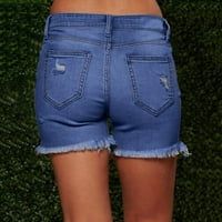 Aaiyomet ženska jean kratke hlače Ženske traper kratke hlače Ljeto Ripped Jean Mid Struk Ležerne prilike