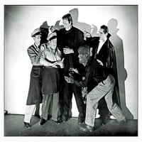 Abbott i Costello - promotivni još uvijek sa Frankensteinom, Drakulom i Wolfmanom posterama Print Hollywood Photo Archive Hollywood Photo Archive