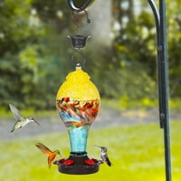 Ručno puhalo stakleno hummingbird ulagač za napolju sa Ant Moat, propuštanja i otporna na šupljicu 36oz, metalni osnovni poklopac sa priključcima i pogledima, staklenim umjetnošću za vrt