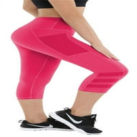 Ženske kapri-pantalone kapri-atletičke hlače od struka trčanja joga sportove sa džepom crvenim