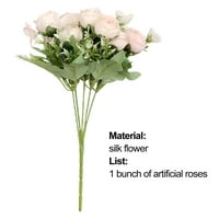 Bobasndm plastični cvijet bezbrižnije šarene umjetne ružne bukete Clear Texture Fashion za dekor