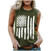 Ženski ljetni tenkovi O-izrez bluza casual cosy camis prsluk rukavice bez rukava za djevojke Dan nezavisnosti