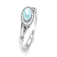 CT Sky Blue Topaz i moissan zaručnički prsten u Milgrain Gold, Sterling Silver, SAD 8.50