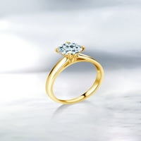 Gem Stone King 1. CT okrugli nebeski plavi Topaz 10K žuti zlatni prsten