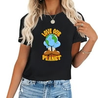 Volite svoju planetnu grafičku majicu kratkih rukava za žene, moderne i udobne ljetne vrhove s jedinstvenim