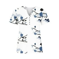 Stamzod Havajske majice za žene Ljeto V-izrez Print casual labav gornji kratki rukav V-izrez bluze vrhovi