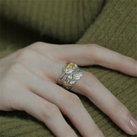 Elektroplata platine srebrni bikolor zlatni kontrastni perja otvoreni prsten ženski