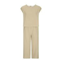 Ženska ljetna odjeća Ležerne prilike Crew vrat kratkih rukava i široke noge Capri hlače salon sa džepovima
