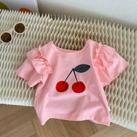 Ljetne djevojke Baby trešnja uzorak majica let rukave kratki rukav ležerni na otvorenom za godinu veličine 80