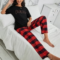 Joyshaper Women Pijamas postavlja kratki rukav Crewneck casual loungewebru plairani ispisane noćne odjeće