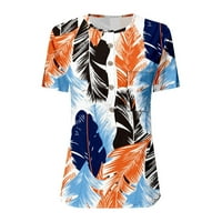 Henley grafički otisci Bluze za slobodno vrijeme modni vrhovi kratkih rukava za žene Multicolor S