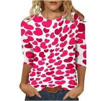 Dan za Valentines Pokloni za žene GRAFIČKI TEES SLEEVE TEE majica TOP TUNIC BluZA pulover