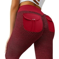 Pejock ženske joge pantalone slim visoki elastični struk kapri čučanj otporan na visoke struku joga hlače s rastezanjem puter meka vježba joga tajica crvena xxl