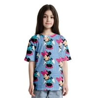 Mickey Minnie Funny grafički grafički vrat opuštena majica za djecu za odrasle, majice Mickey Mouse