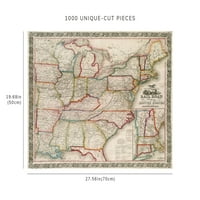 Puzzle - Mapa New England Ensign, Bridgman & Fanning-ov željeznički put Sjedinjenih Država, pokazujući