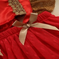 Božićne princeze novorođenčad dječje djevojke rumske haljine čipke cvjetne ruffle rukave bez rukava bez rukava crvena 3- mjeseci