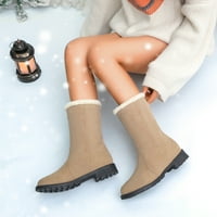 Daznico papuče za žene zatvorene dame, pune boje stakla na petu snijeg čizme okrugli nožni toplini, pamučne čizme Khaki 9