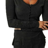 Ženska majica dugih rukava tunika pune boje čipkaste boje čipke ženke za odmor Stil Srednja odjeća za