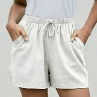 Pamučne kratke hlače za žene Ležerne prilike sa širokim nogama kratke hlače visoke struke ravne kratke