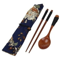 Potpuno posuđeno Plava kašika drvena posuđa Portable Vintage + Set štapići torba Kitchenï¼ Bling Bar