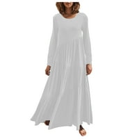HOMCHY WHITE haljina Žene Ležerne prilike dugih rukava Elegantna nepravilna party maxi haljina bijela