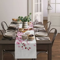 Proljetni cvjetni cvjetovi grana ružičasta cvijet bijeli stol trkač kućne vjenčane stol mat središnja