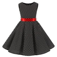 Djevojke Ljetna haljina Polka Dot Vintage bez rukava A-line Swing haljina Djeca Dječja rođendan Piknik
