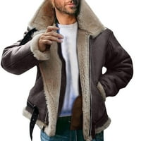 vbnergoie mun plus veličina -fur 'rever ovratnik dugih rukava kožna jakna vintage stil zgušnjavati kaput